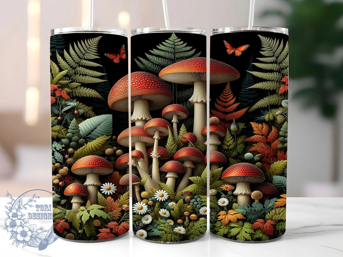Vintage Rustic Autumn Mushroom Tumbler, Vintage Fall Tumbler, Rustic Mushroom Wrap, Whimsical Fall Wrap, Forest Mushroom Wrap, Sublimation Design, Trendy Gift Idea
