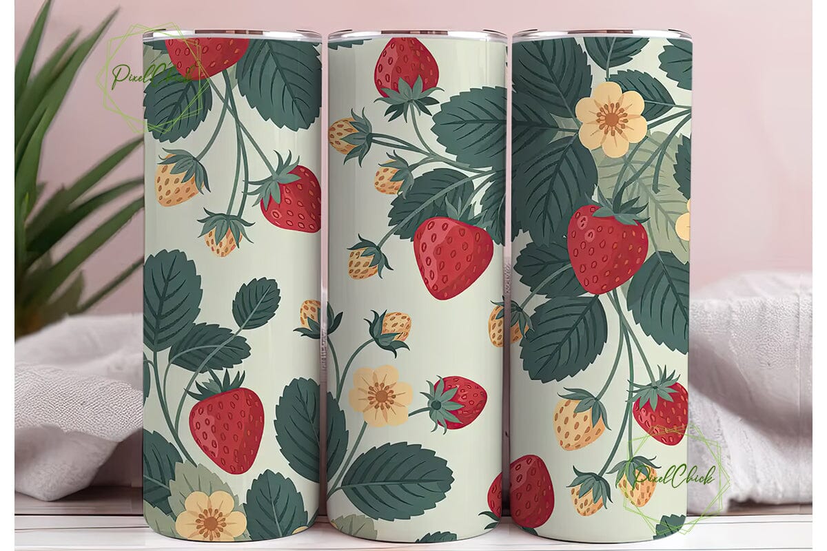 Vintage Strawberry 20oz Tumbler Wrap - Image 3