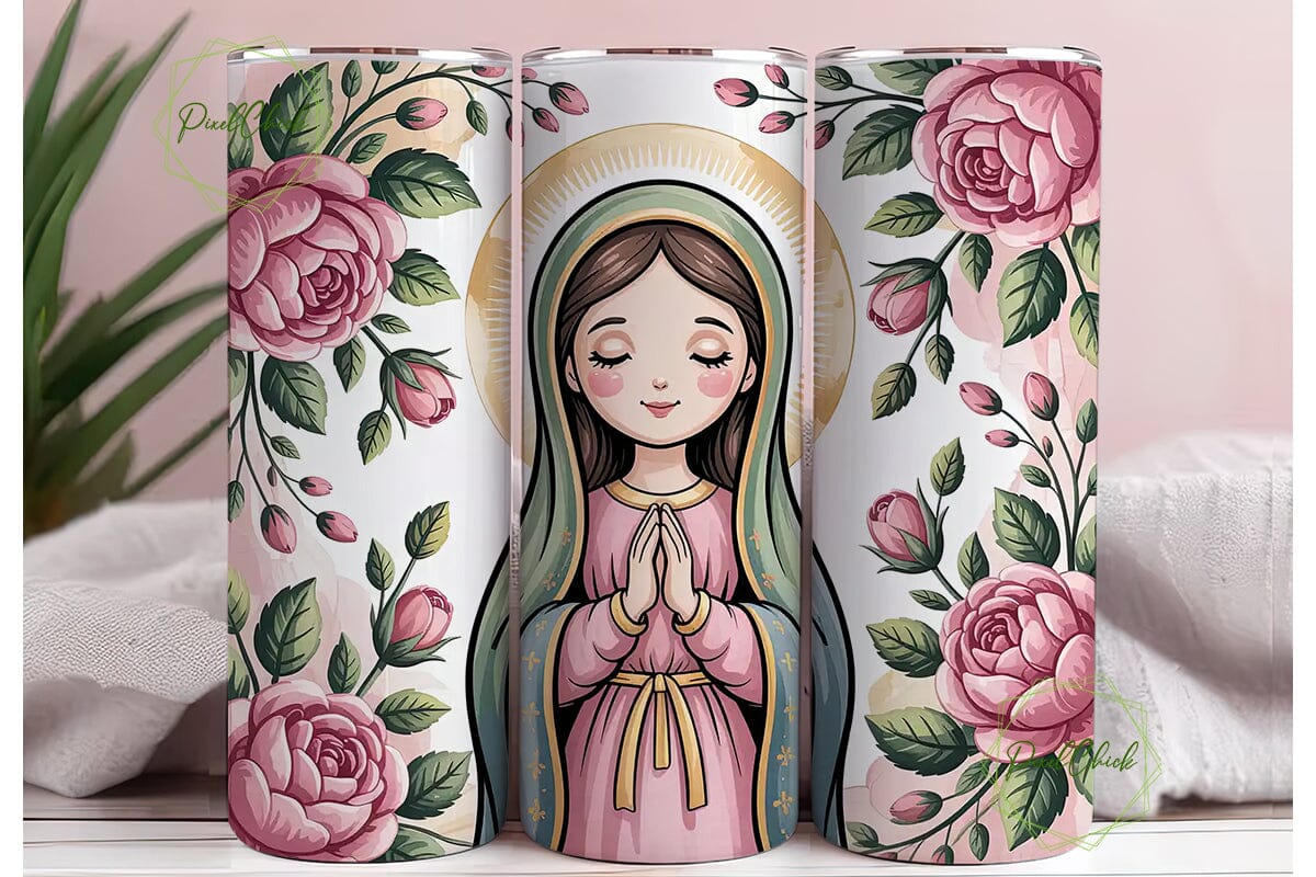 Virgin Mary Floral Tumbler Wrap