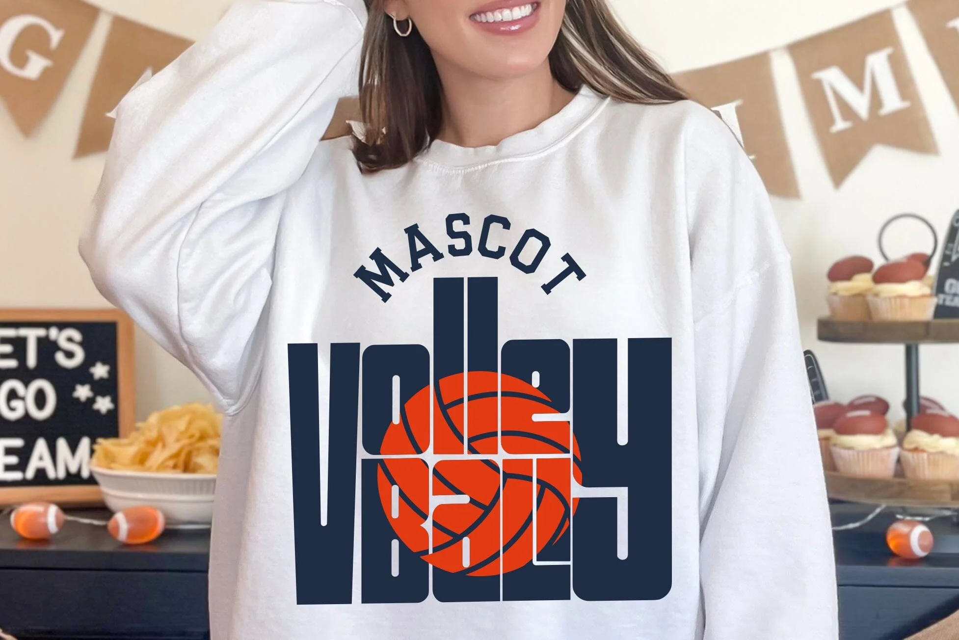 Volleyball Mascot SVG, School Spirit Template Svg - Image 4