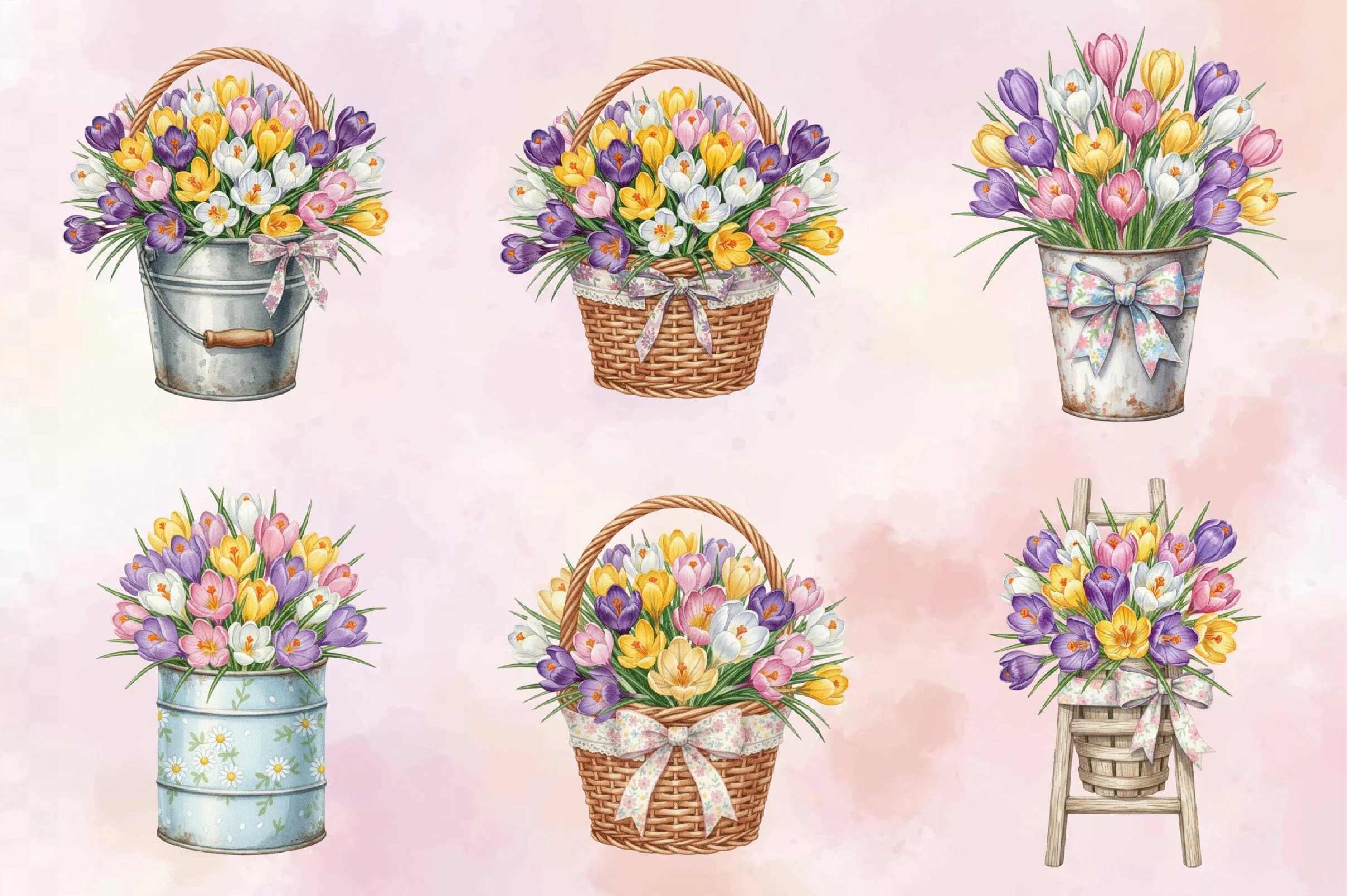 Watercolor Crocuses Clipart Bundle. - Image 8