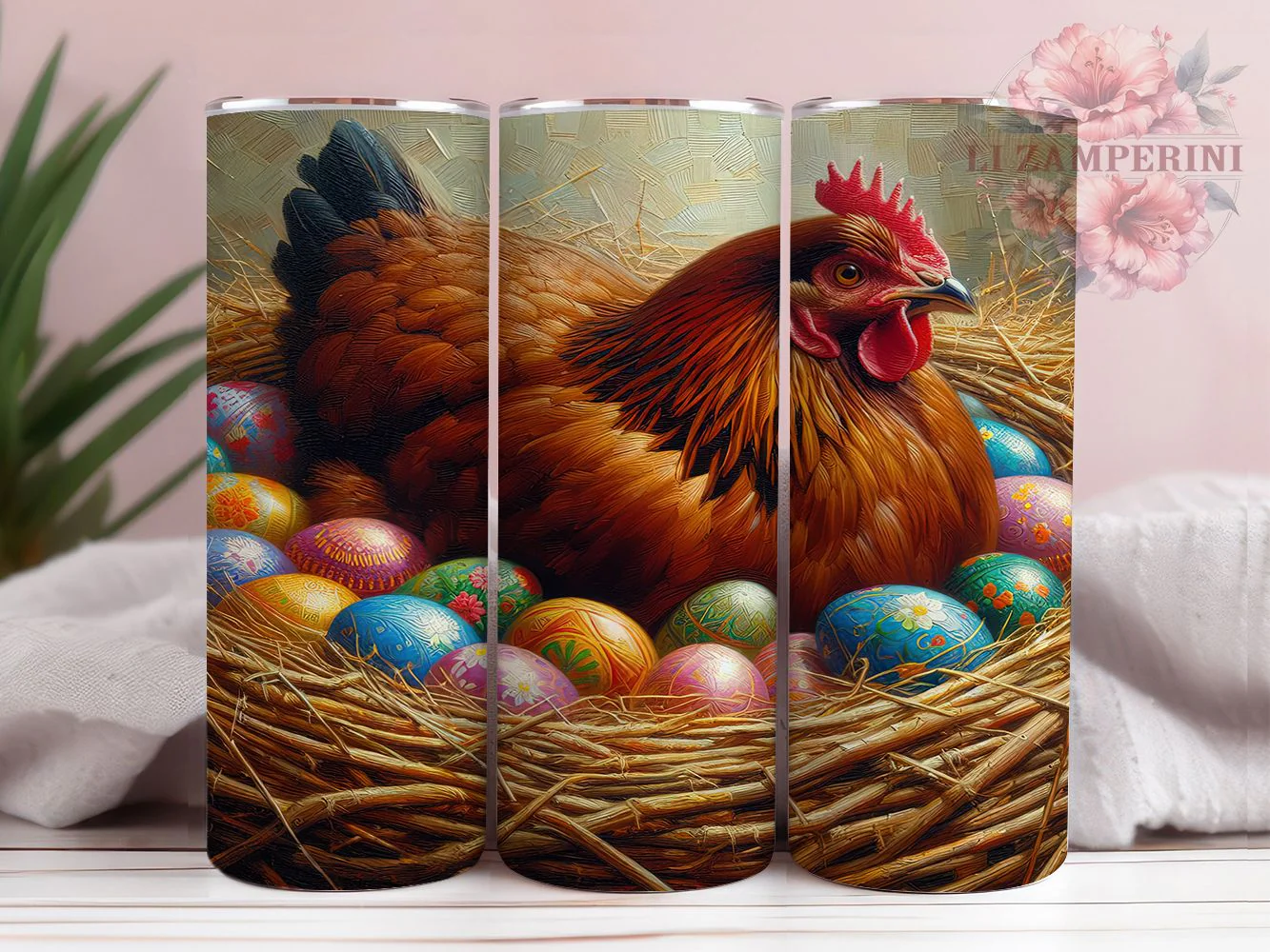 Watercolor Easter Chicken Tumbler, Easter Chicken Tumbler, Artistic Chicken Wrap, Spring Watercolor Wrap, Stylish 20oz Wrap, Sublimation Design, Trendy Gift Idea
