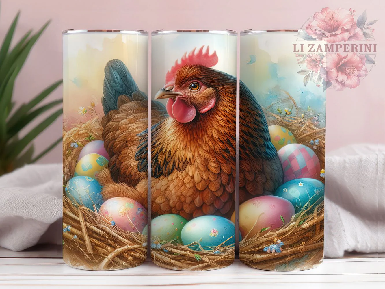 Watercolor Easter Chicken Tumbler, Easter Chicken Tumbler, Artistic Chicken Wrap, Spring Watercolor Wrap, Stylish 20oz Wrap, Sublimation Design, Trendy Gift Idea