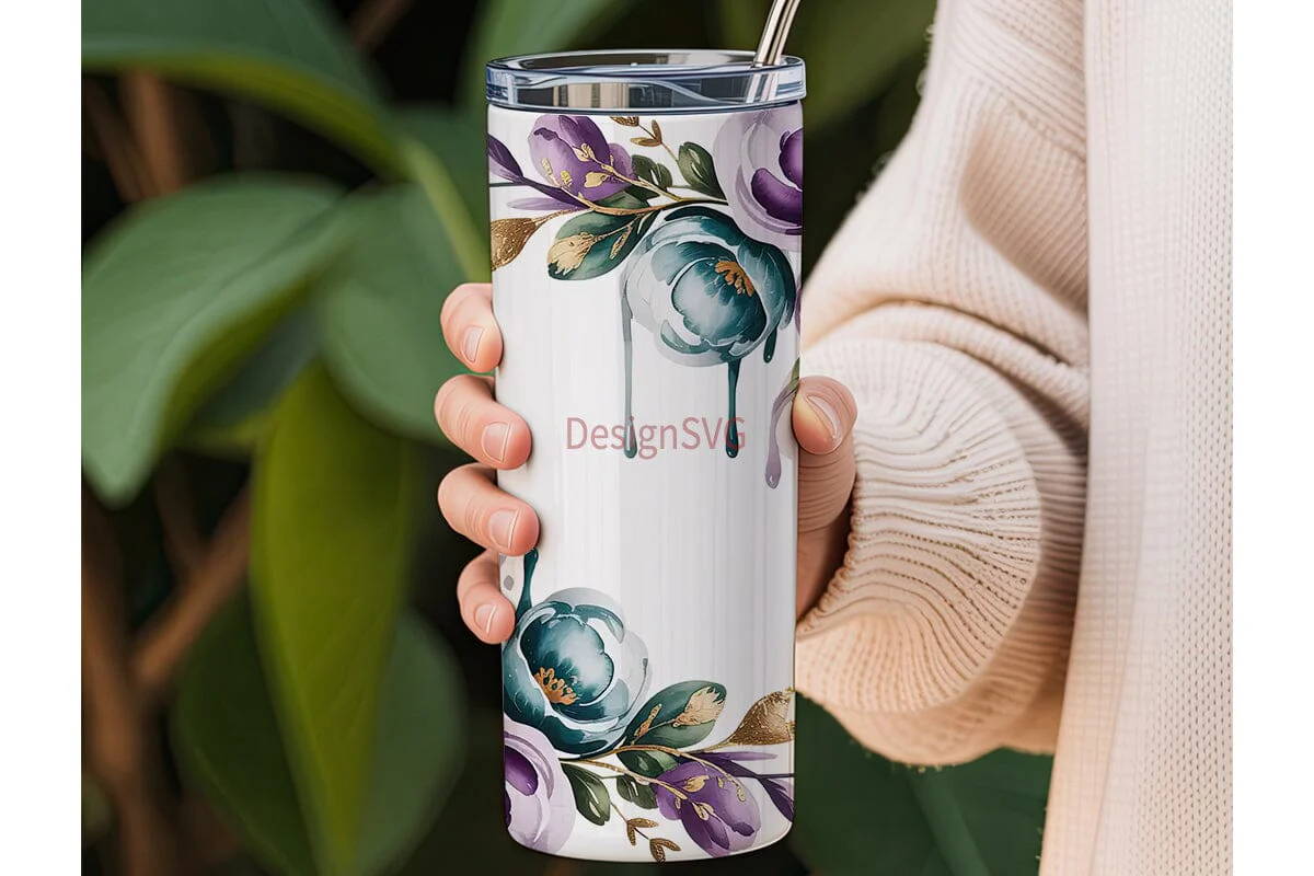 Watercolor Floral 20oz Tumbler Wrap - Image 3