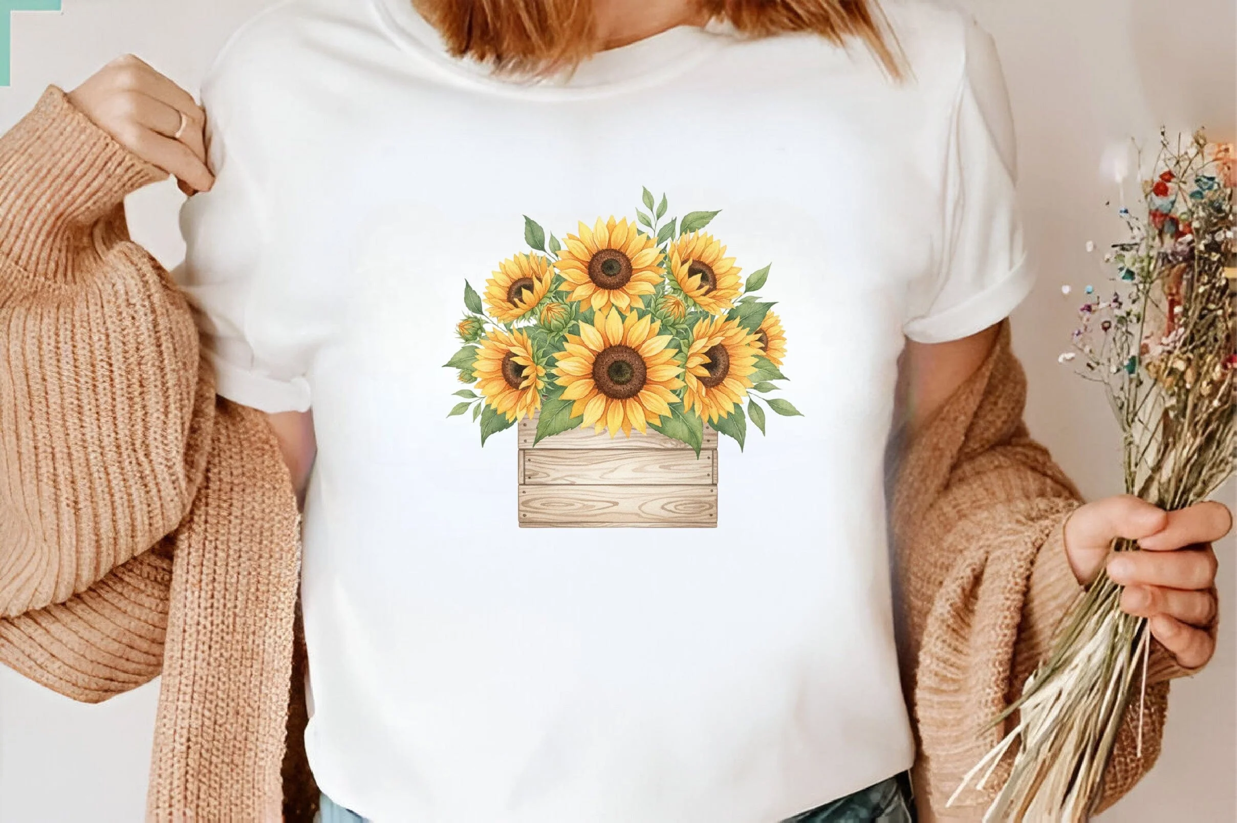 Watercolor Summer Sunflower PNG Clipart Bundle. - Image 2