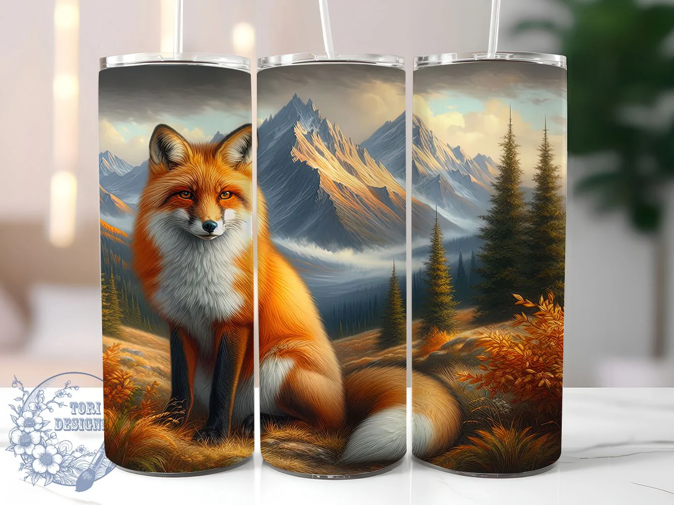 Watercolor Woodland Fox Tumbler, Wildlife Nature Tumbler, Woodland Fox Wrap, Whimsical Forest Wrap, Rustic Wildlife Wrap, Sublimation Design, Trendy Gift Idea
