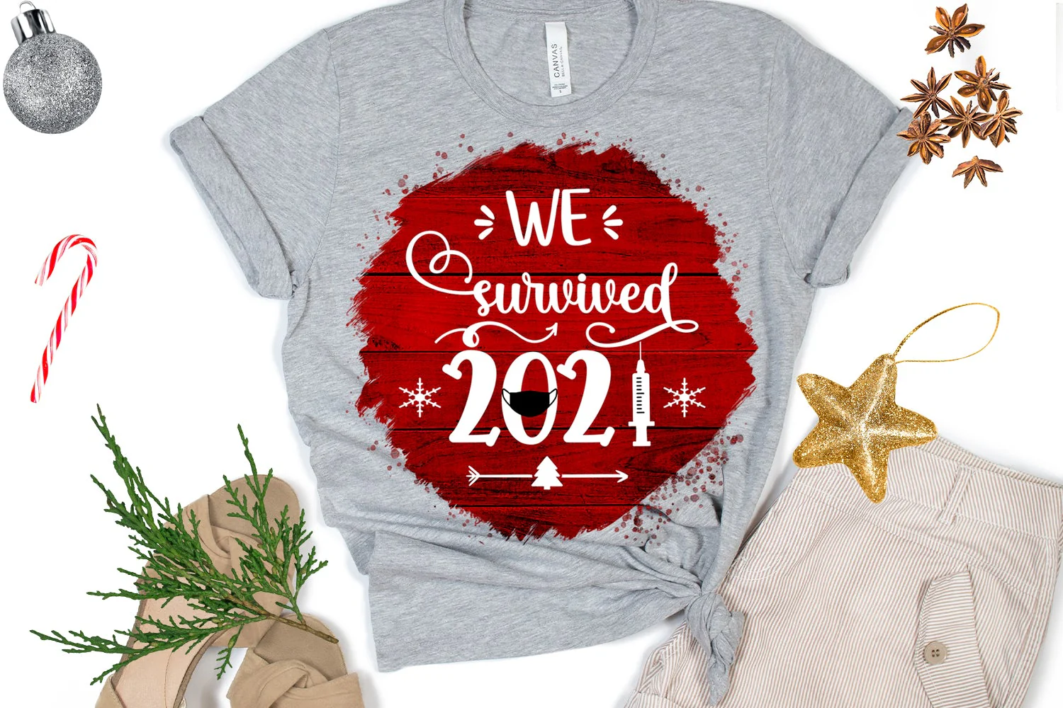 We Survived 2021 Christmas Ornament Sublimation-Pandemic - Image 3