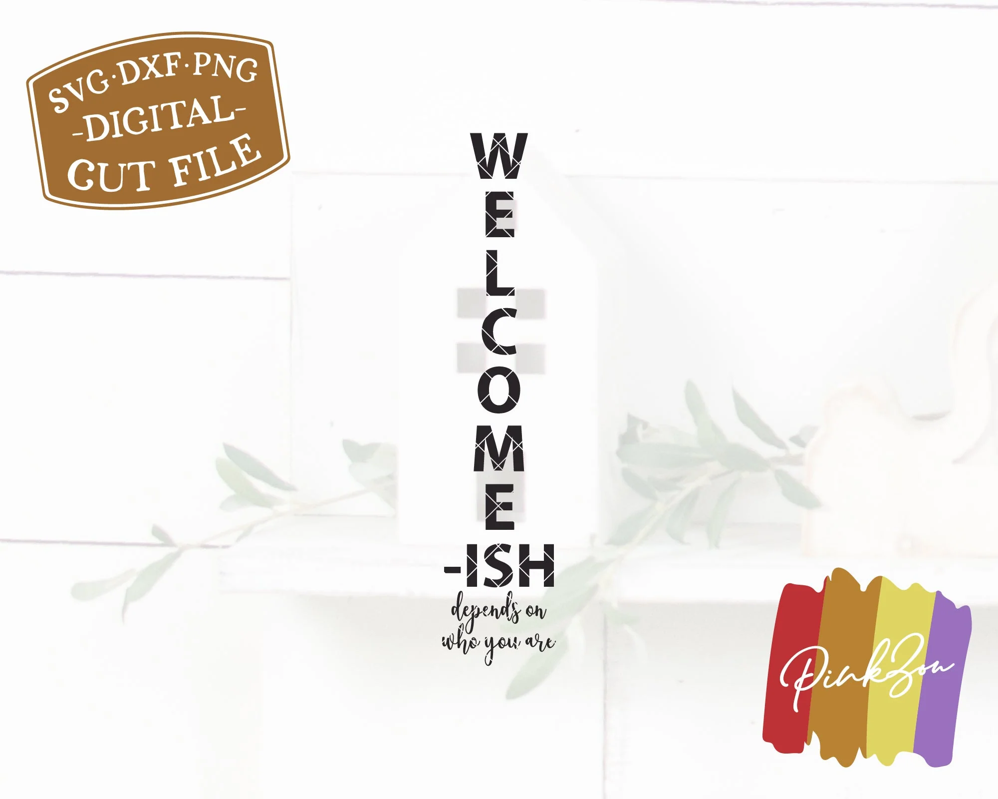 Welcome-ish SVG Files | Vertical Welcome-ish Svg | Front Porch Sign Svg | Social Distancing Svg | Commercial Use | Digital Cut Files (1278314941) - Image 2