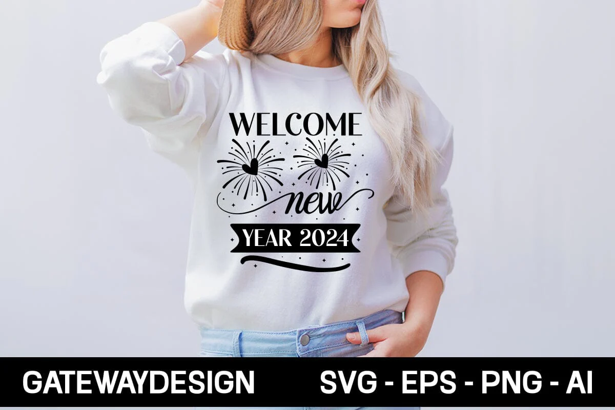 Welcome New Year 2024 Svg Design