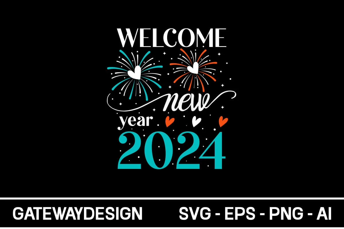 Welcome New Year 2024 Svg Design