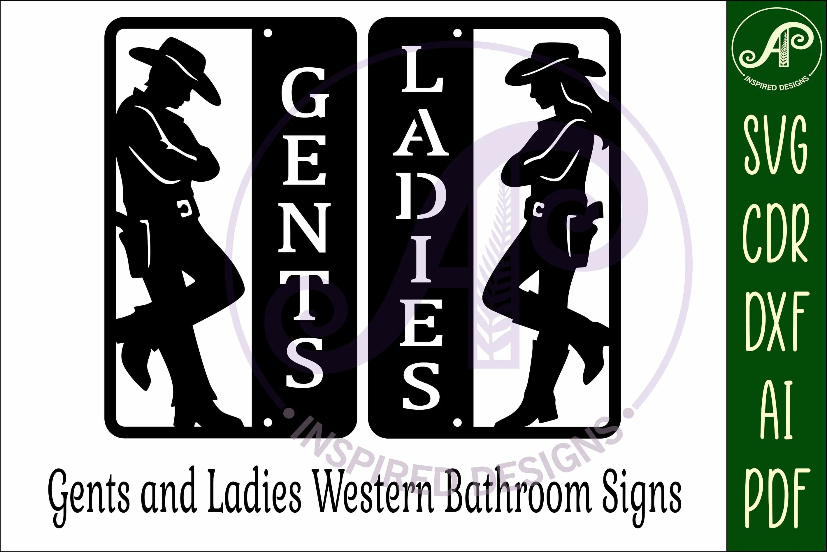 Western Bathroom Sign SVG Gents Ladies - Image 3