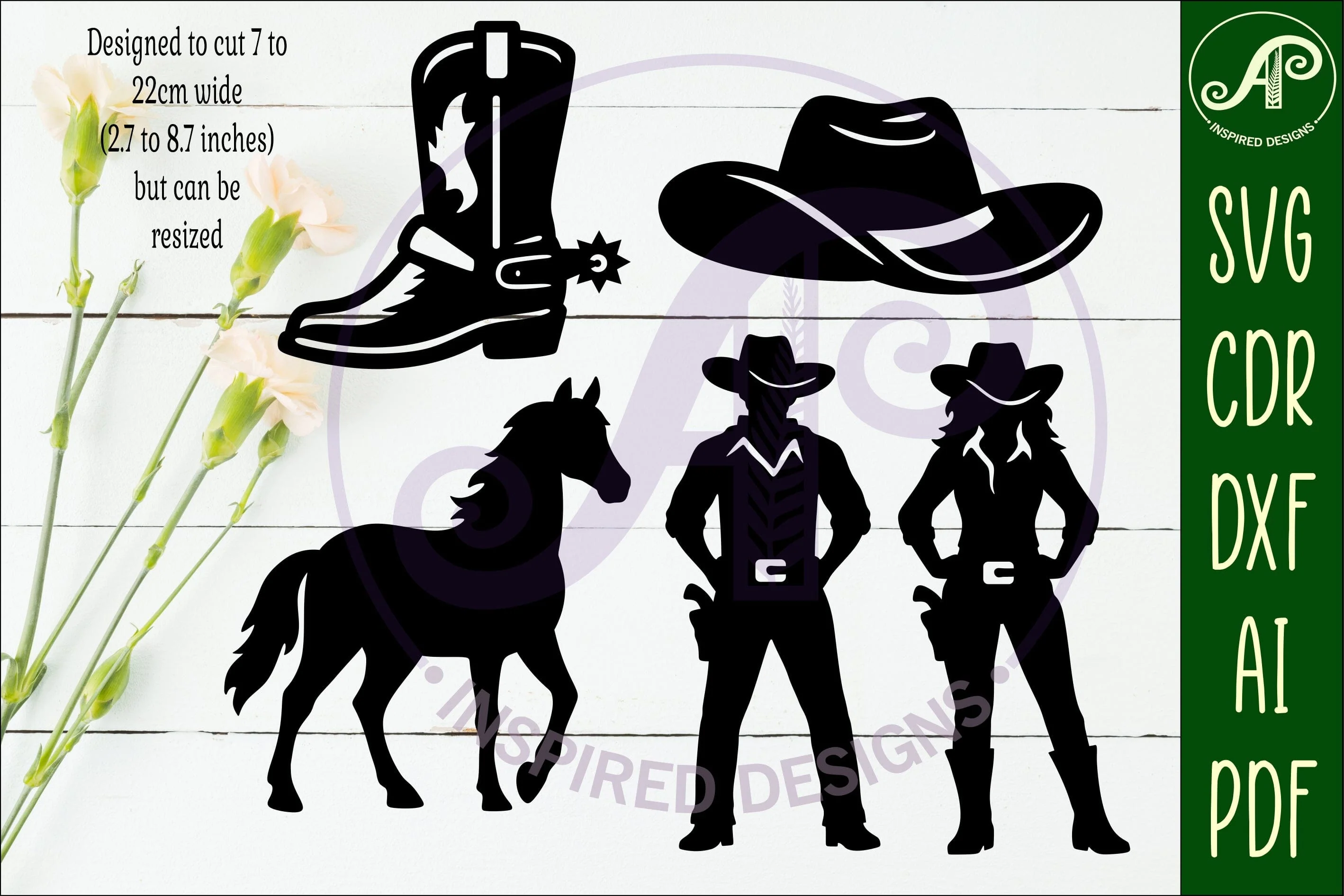 Western, Cowboy Cowgirl silhouettes Bundle x 20 - Image 3