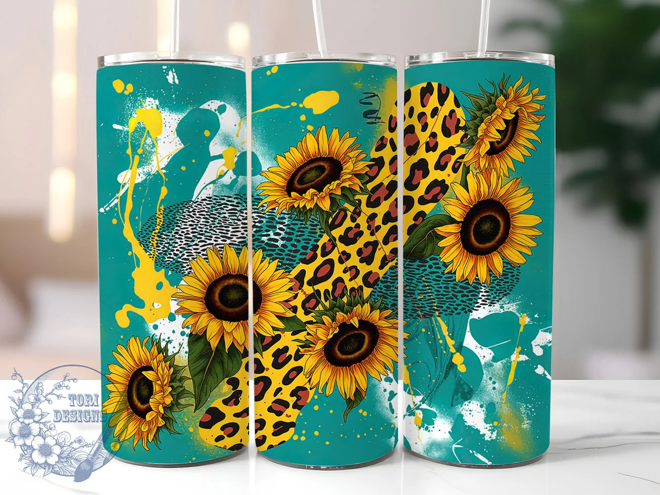 Western Cowhide Sunflower Tumbler, Rustic Farm Tumbler, Western Floral Wrap, Country Sunflower Wrap, Whimsical Cowhide Wrap, Sublimation Design, Trendy Gift Idea