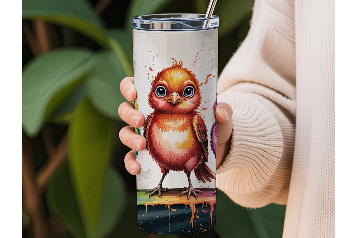 Whimsical Birds 20oz Tumbler Wrap - Image 3