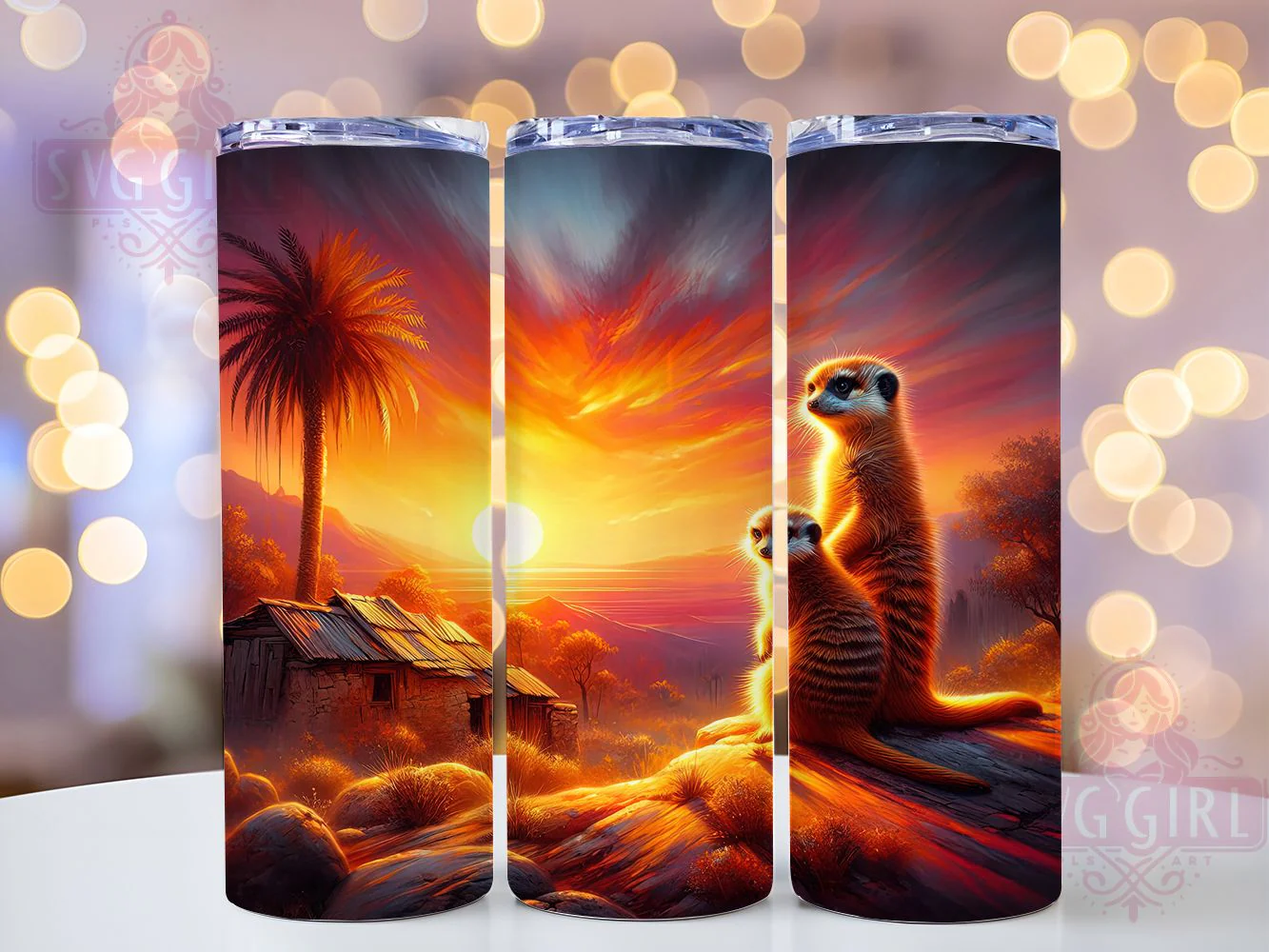 Whimsical Cute Meerkat Tumbler, Cute Meerkat Tumbler, Whimsical Animal Wrap, Rustic Meerkat Wrap, Playful Wildlife Wrap, Sublimation Design, Trendy Gift Idea
