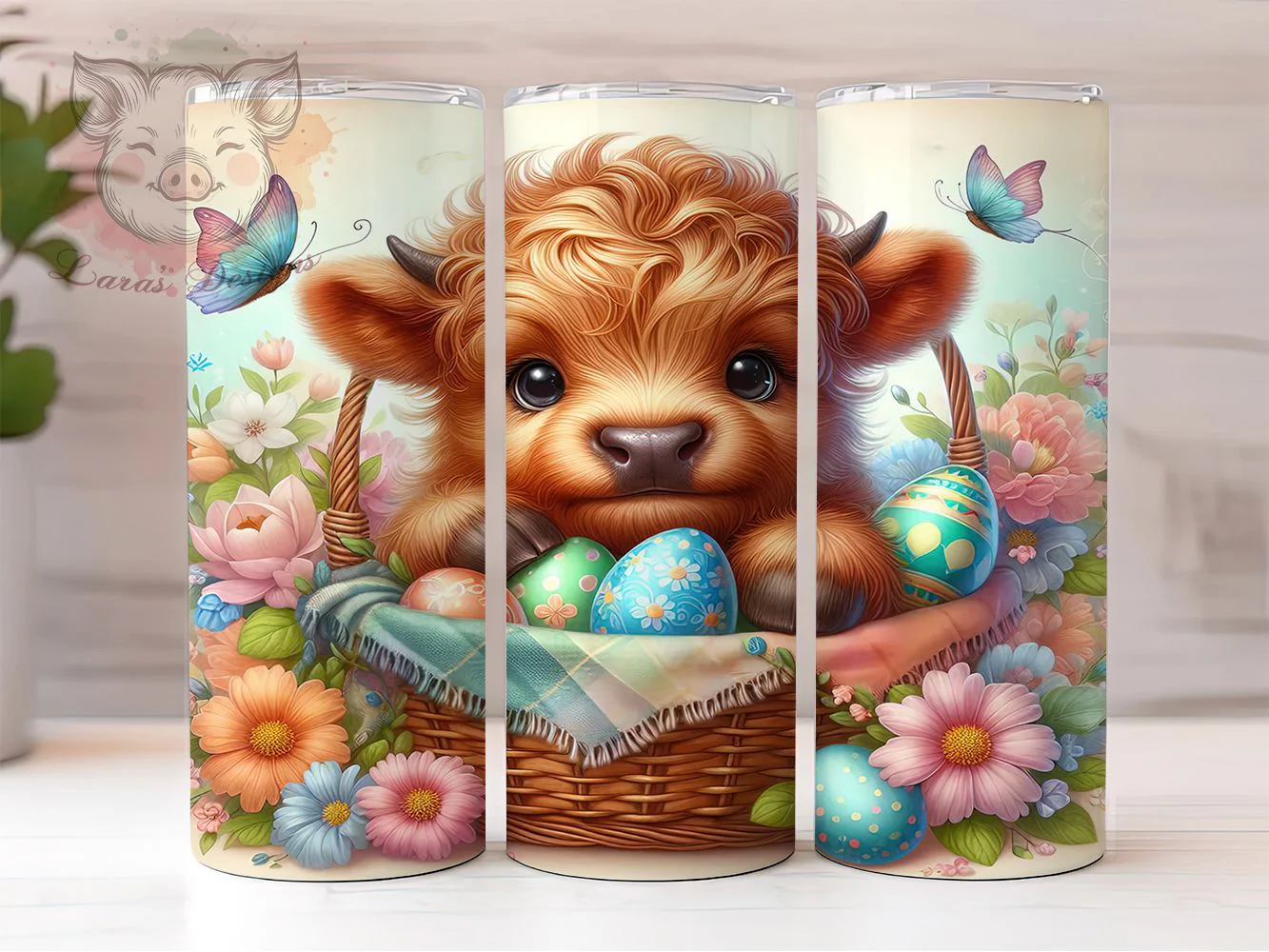 Whimsical Easter Highland Cow Tumbler, Baby Highland Cow Tumbler, Whimsical Cow Wrap, Festive Easter Wrap, Rustic Cow Wrap, Sublimation Design, Trendy Gift Idea