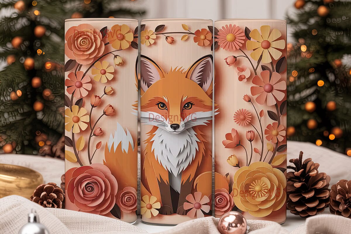 Whimsical Fox & Flowers 20oz Tumbler - Image 2