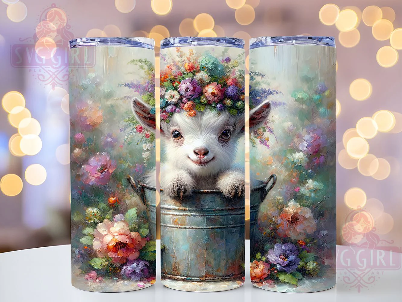 Whimsical Goat in Tub Tumbler, Cute Farm Goat Tumbler, Rustic Goat Wrap, Whimsical Goat Wrap, Country Farm Wrap, Sublimation Design, Trendy Gift Idea