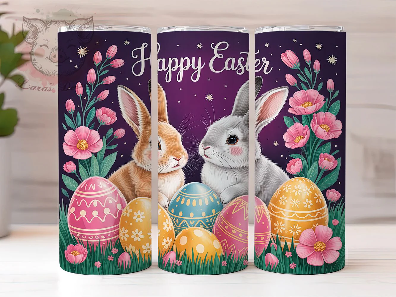 Whimsical Happy Easter Bunny Tumbler, Happy Easter Tumbler, Easter Egg Wrap, Whimsical Bunny Wrap, Spring Holiday Wrap, Sublimation Design, Trendy Gift Idea