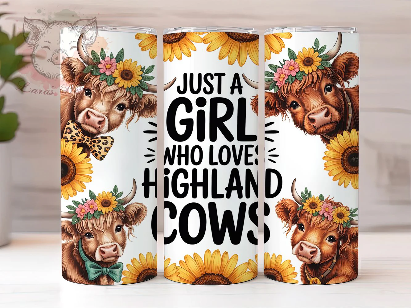 Whimsical Highland Cow Girl Tumbler, Rustic Cow Tumbler, Farm Animal Wrap, Whimsical Cow Wrap, Country Cow Design, Sublimation Design, Trendy Gift Idea