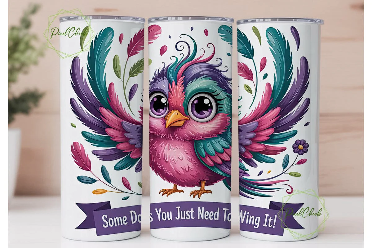 Whimsical Kawaii Bird 20oz Tumbler Wrap