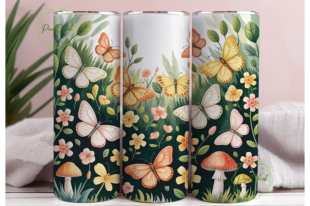 Whimsical Mushrooms & Butterflies PNG - Image 3
