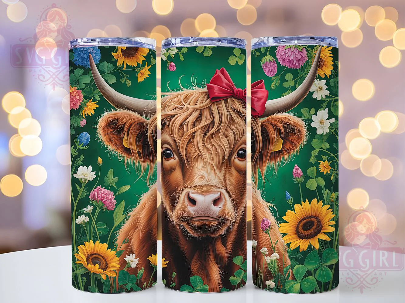 Whimsical Rustic Floral Cow Tumbler, Highland Cow Tumbler, Rustic Cow Wrap, Whimsical Cow Wrap, Country Cow Wrap, Sublimation Design, Trendy Gift Idea