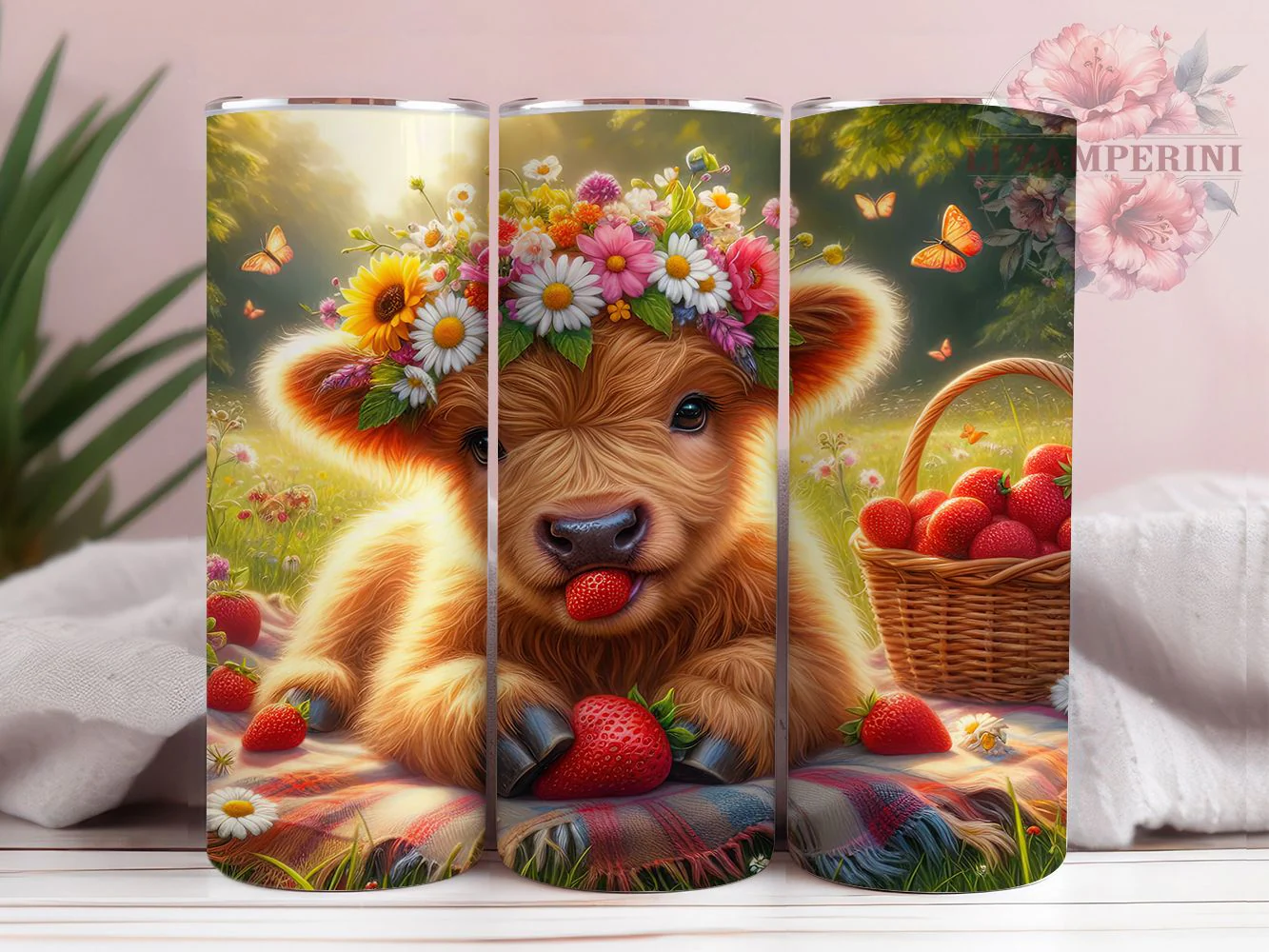 Whimsical Rustic Summer Highland Cow Tumbler, Highland Cow Tumbler, Rustic Cow Wrap, Whimsical Cow Wrap, Country Cow Wrap, Sublimation Design, Trendy Gift Idea