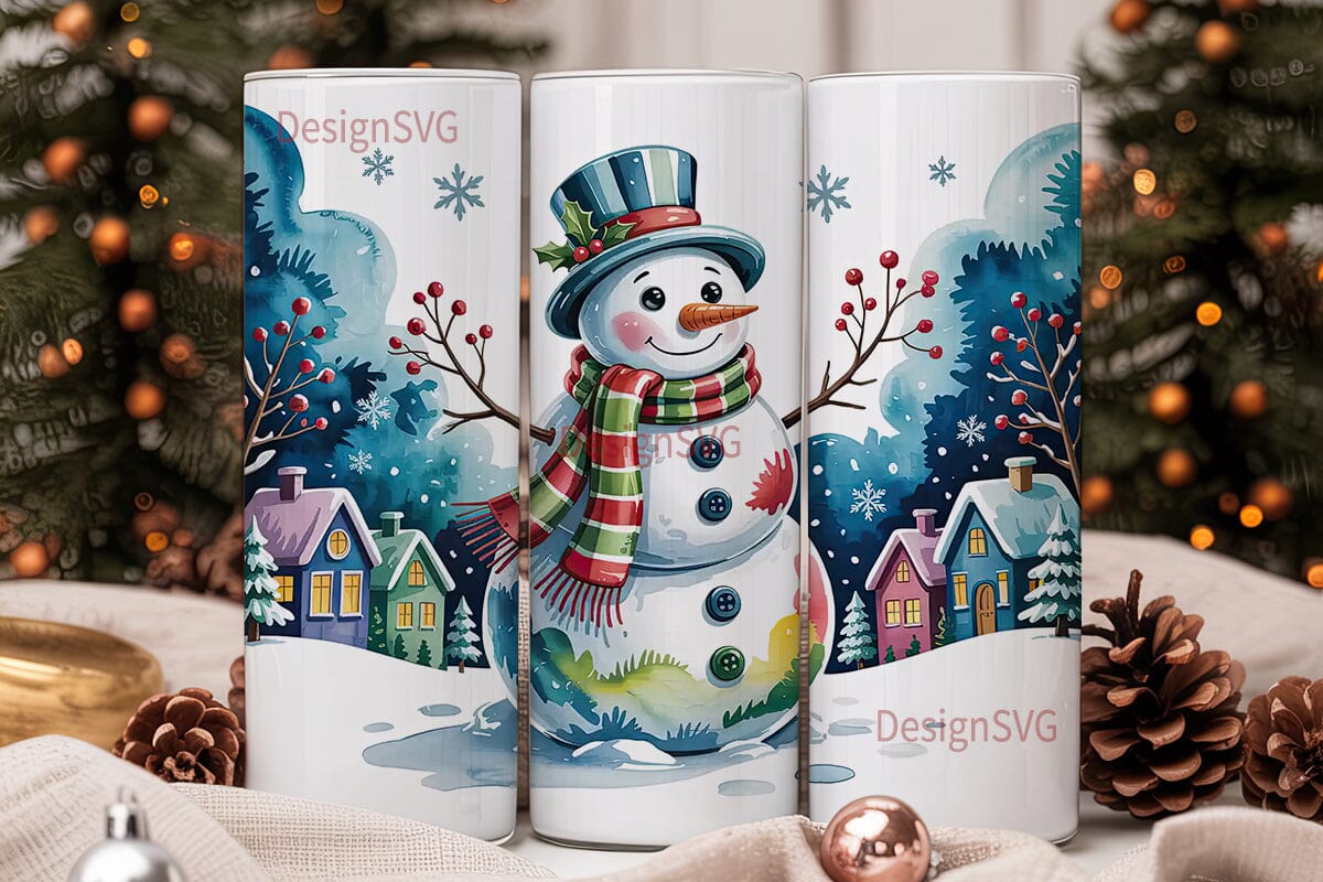 Whimsical Snowman Christmas 20oz Tumbler - Image 2