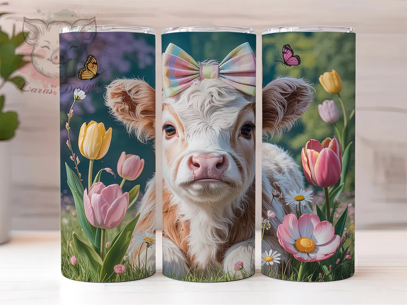 Whimsical Spring Easter Highland Cow Tumbler, Spring Highland Cow Tumbler, Rustic Farm Animal Wrap, Whimsical Cow Wrap, Country Easter Wrap, Sublimation Design, Trendy Gift Idea