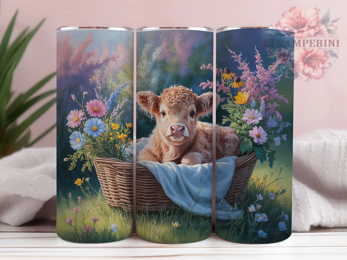 Whimsical Spring Highland Cow Tumbler, Highland Cow Tumbler, Rustic Cow Wrap, Whimsical Cow Wrap, Country Cow Wrap, Sublimation Design, Trendy Gift Idea