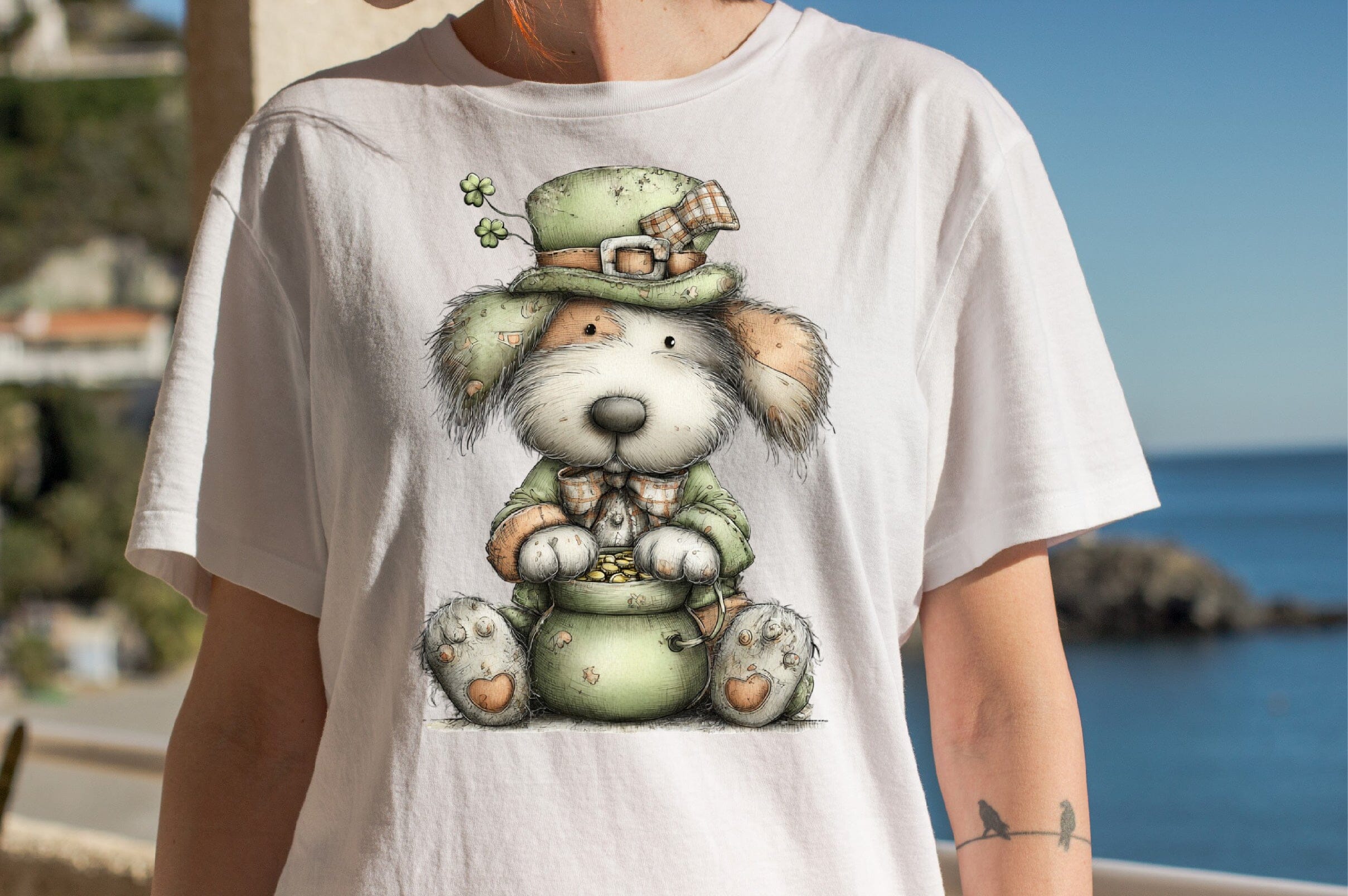 Whimsical St Patrick Dog Clipart  Bundle. - Image 4