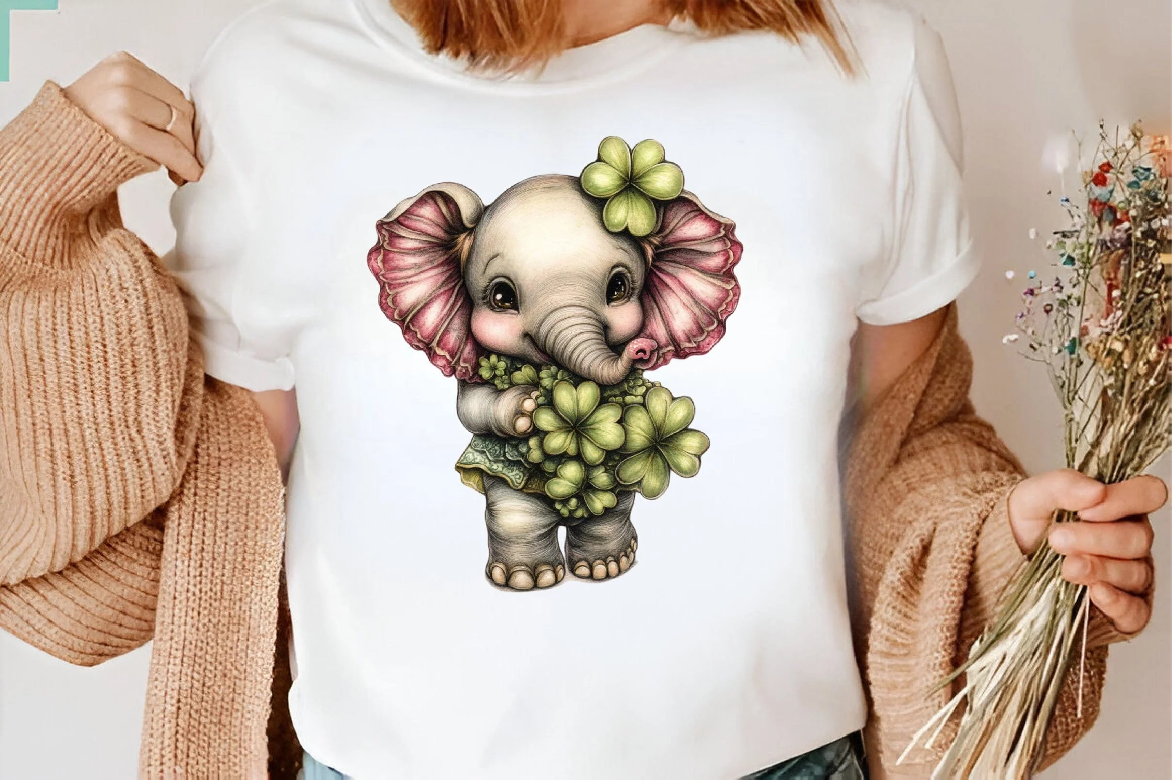Whimsical St Patrick Elephant Clipart - Image 5