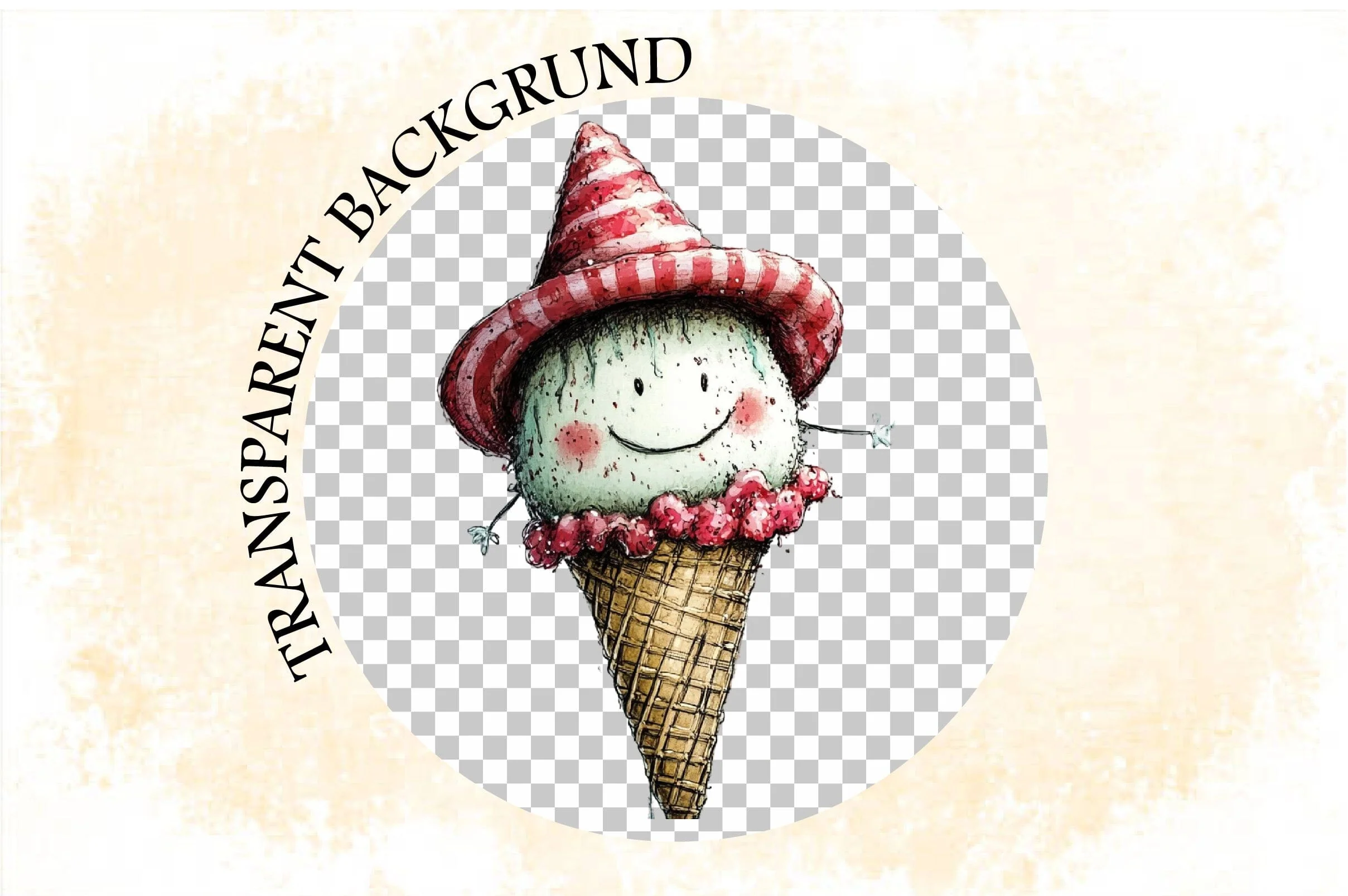 Whimsical Summer Ice Cream Clipart Bundle. - Image 5