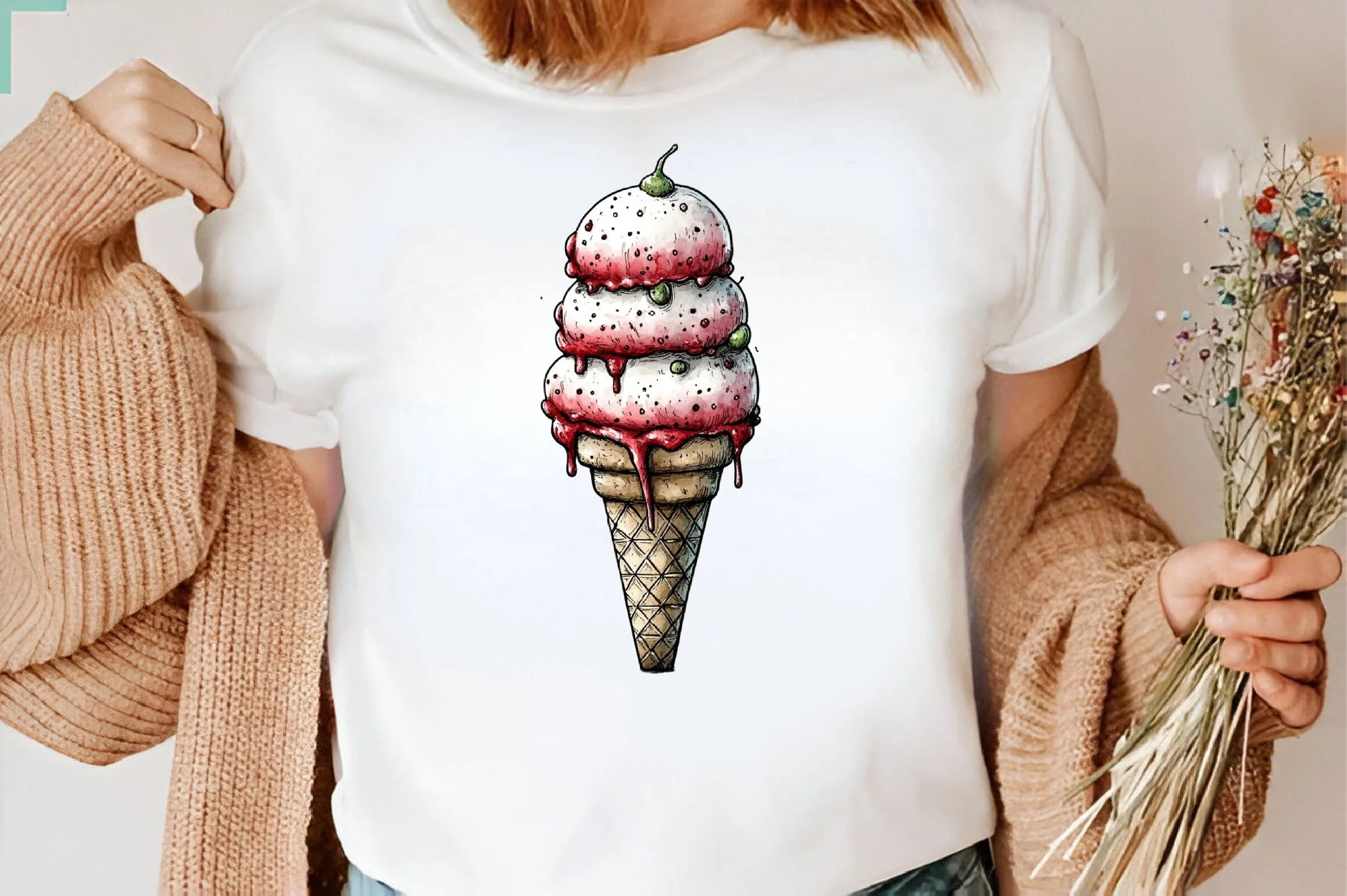 Whimsical Summer Ice Cream Clipart Bundle. - Image 6