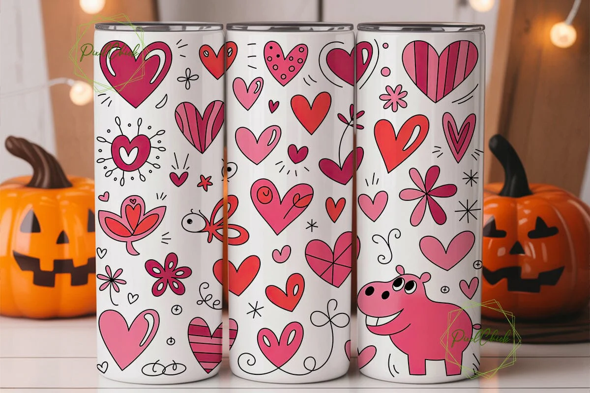 Whimsical Valentine Hearts 20oz Tumbler - Image 2