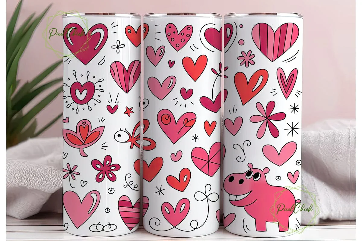 Whimsical Valentine Hearts 20oz Tumbler - Image 3