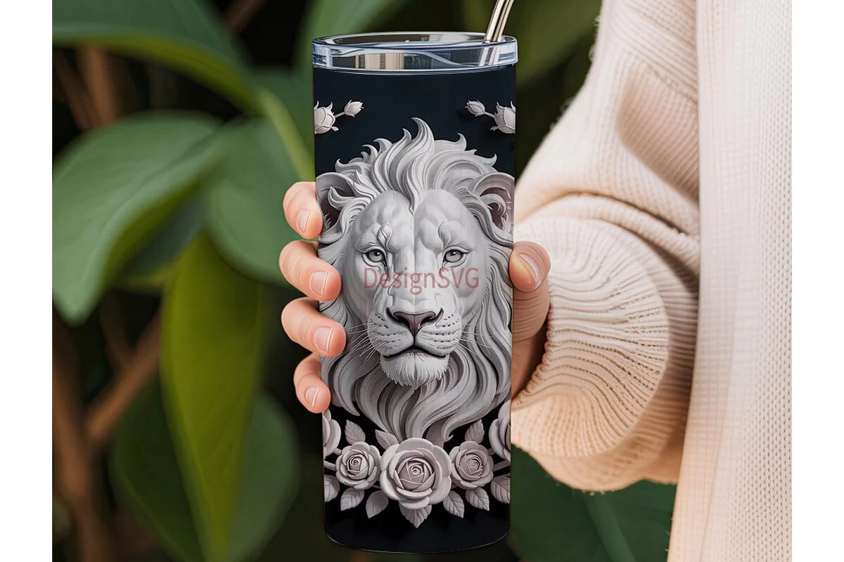 White Lion & Roses 20oz Tumbler Wrap - Image 3