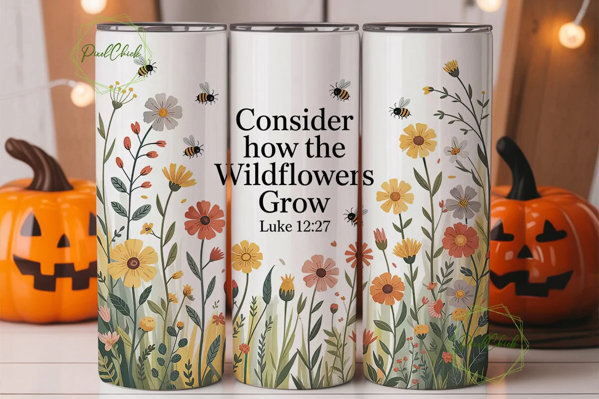 Wildflower Bible Verse 20oz Tumbler Wrap - Image 2