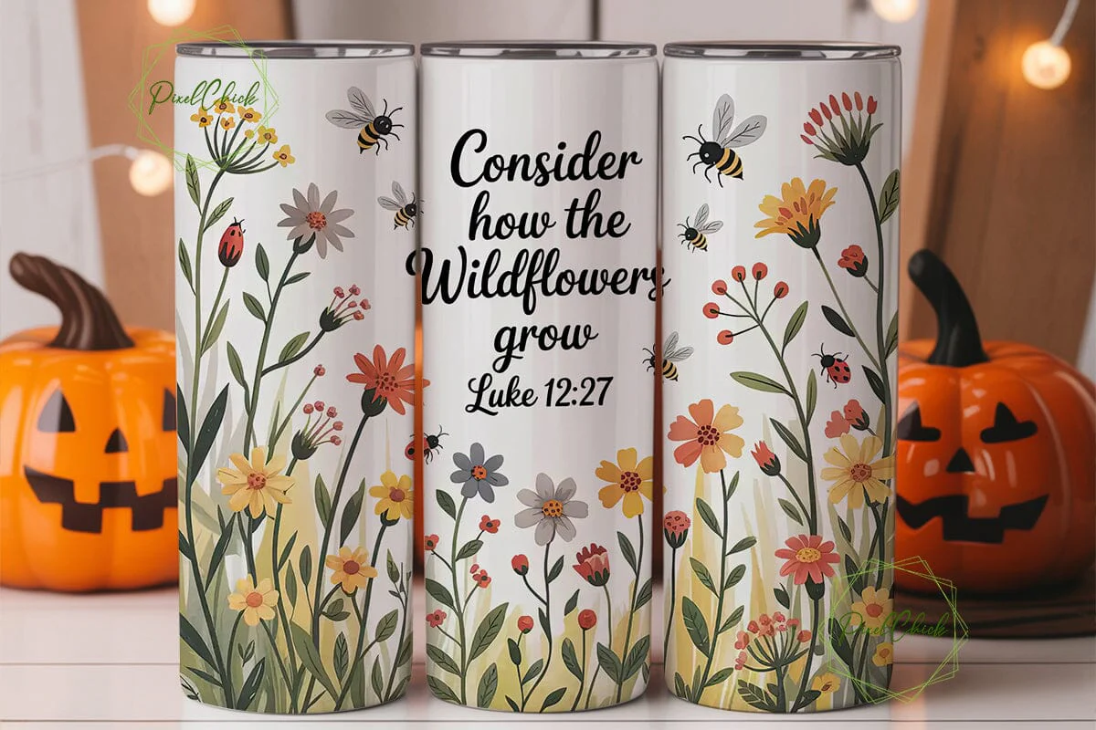 Wildflower Bible Verse 20oz Tumbler Wrap - Image 2