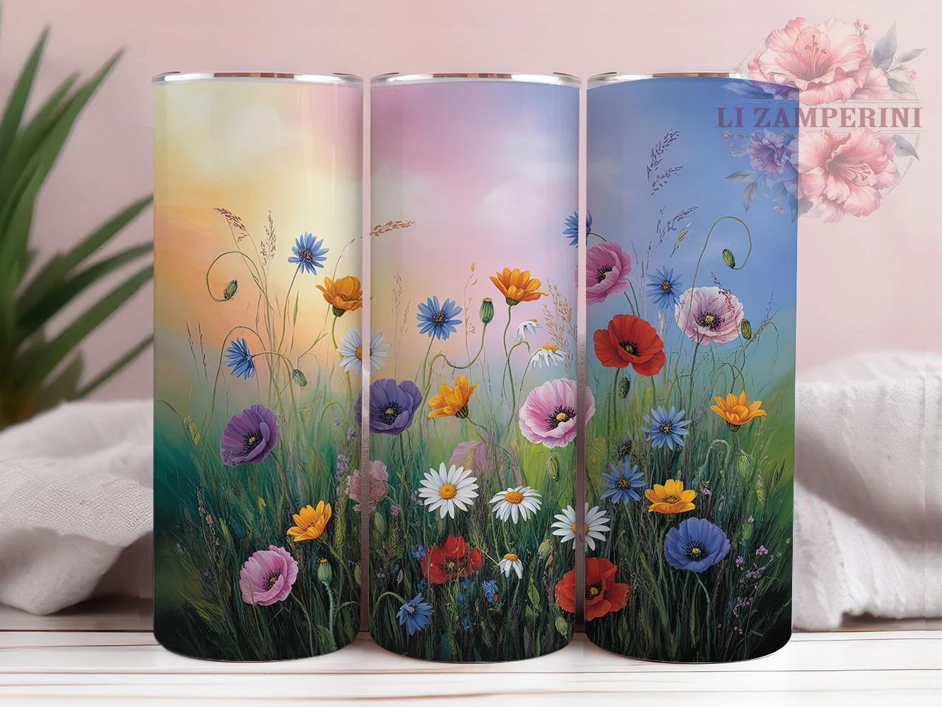 Wildflower Field Floral Tumbler Wrap, Field Flowers, Nature Style, Floral Art, Vibrant Design, Tumbler Wrap, Sublimation Design