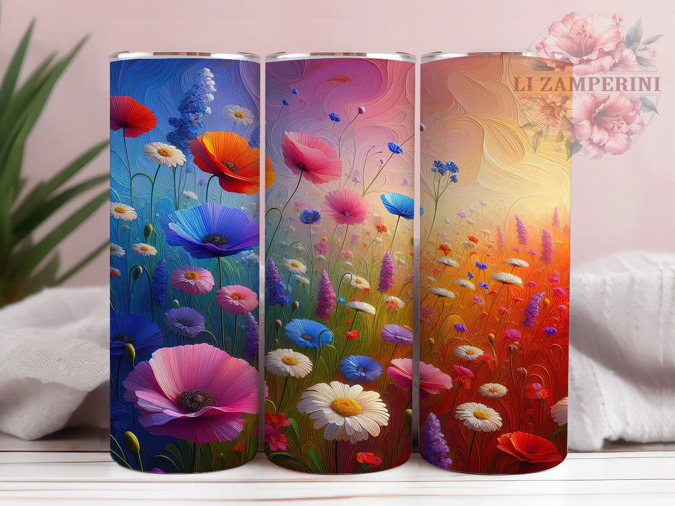 Wildflower Field Floral Tumbler Wrap, Field Flowers, Nature Style, Floral Art, Vibrant Design, Tumbler Wrap, Sublimation Design