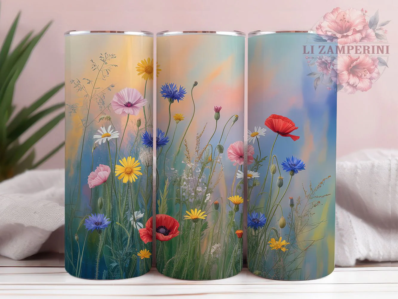 Wildflower Field Floral Tumbler Wrap, Field Flowers, Nature Style, Floral Art, Vibrant Design, Tumbler Wrap, Sublimation Design