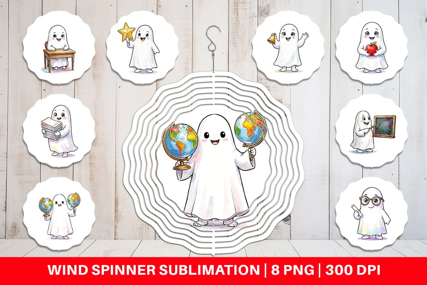 Wind Spinner Cute Classroom Teacher Ghost