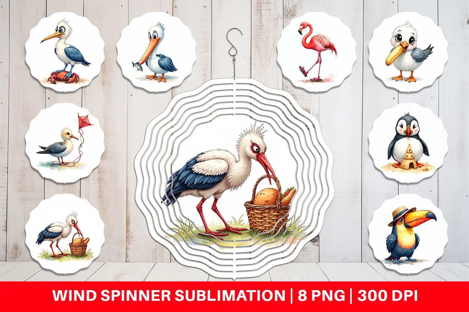 Wind Spinner Derpy Beach Birds