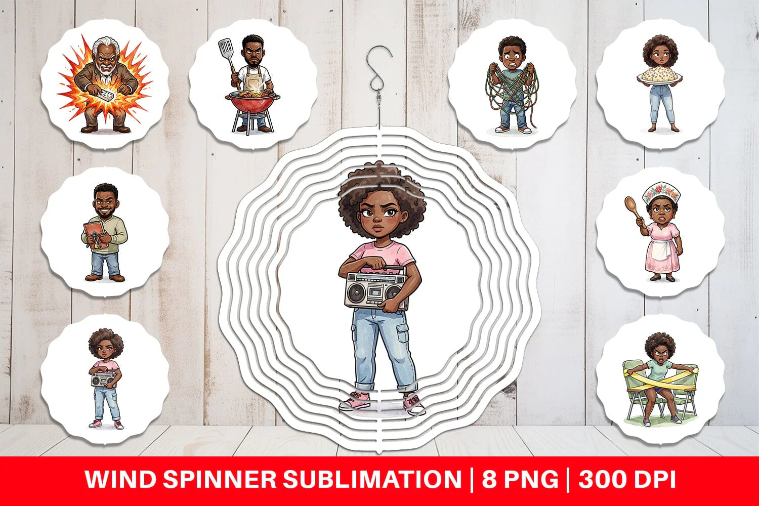 Wind Spinner Funny Black Family Cookout