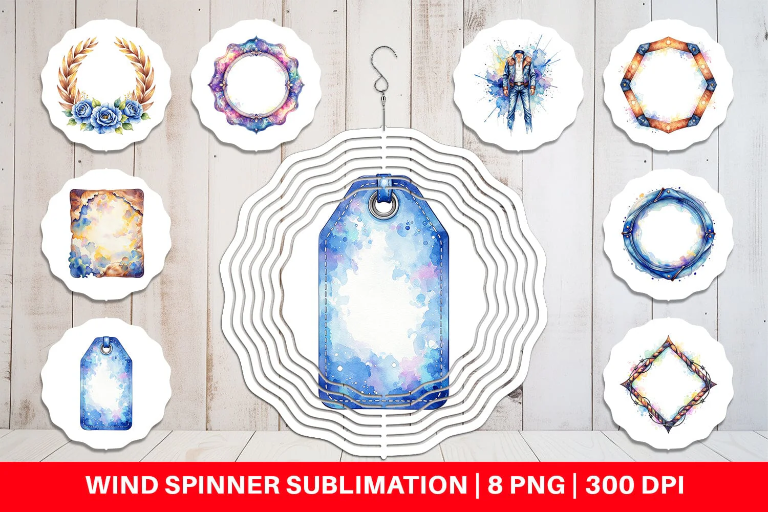 Wind Spinner Watercolor Western Frame