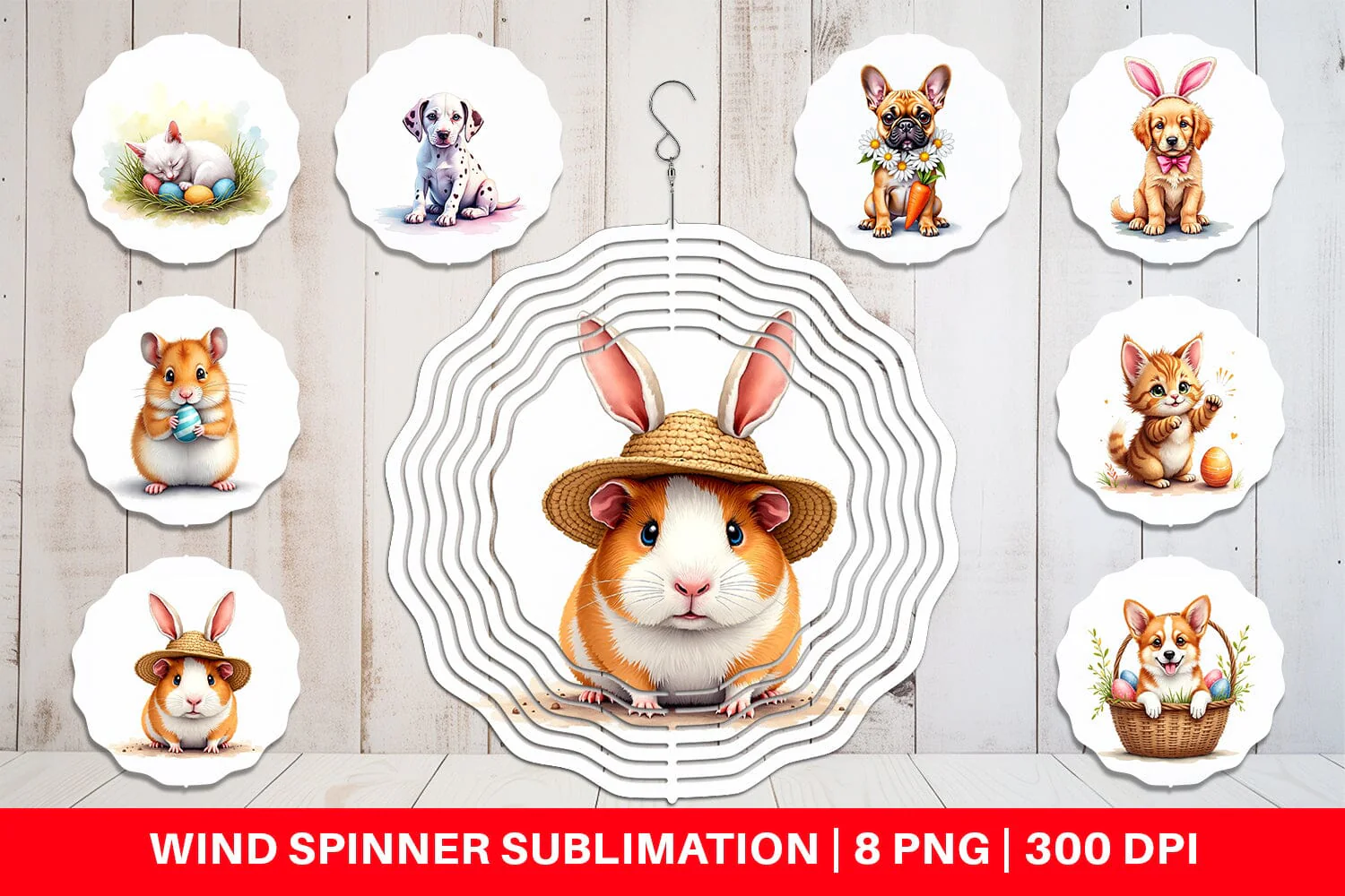 Wind Spinner Whimsical Easter Pets