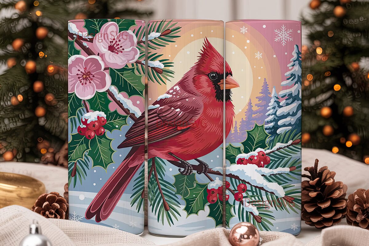 Winter Cardinal 20oz Tumbler Wrap - Image 2