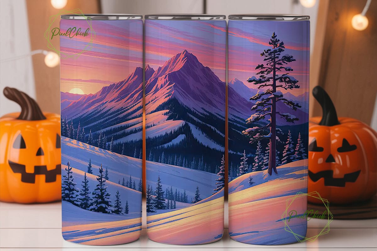 Winter Mountain Sunset 20oz Tumbler Wrap - Image 2